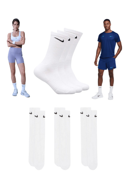 Nike 3 Pairs Unisex Everyday Sports Running Training Socks-Towel Sole Cushioned Crew, Dri-Fit Sx7664-010