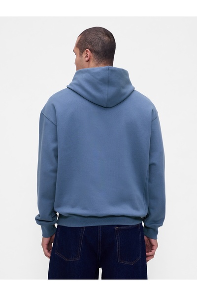 GAP Erkek Mavi Heavyweight Oversized Logo Sweatshirt