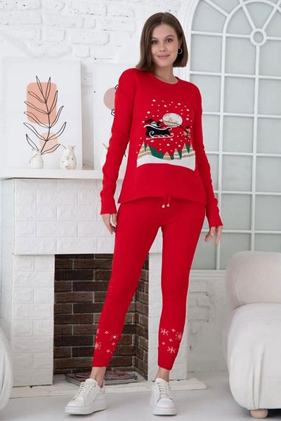Welike Women's Knitted Christmas-Themed Outfit - Santa Claus