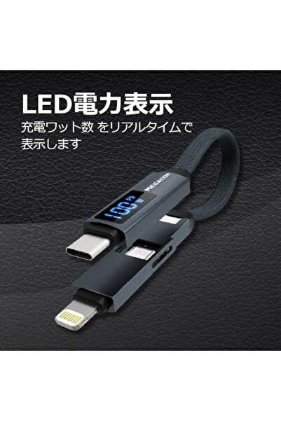 MEGACOM Mini 2 in 1 Cable USB C to Lightning 20W & USB C to USB C 100W Fast Charging with LED Displa