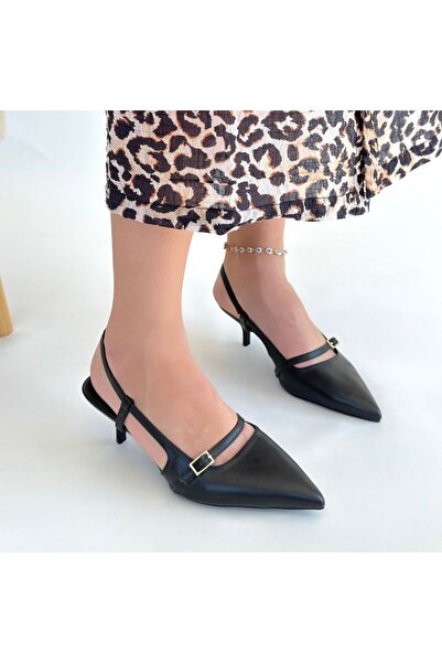 Erbilden Darina Siyah Cilt Topuklu Ayakkabı