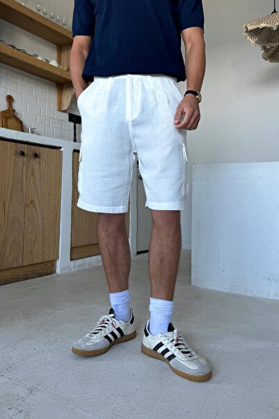 Flaw Wear Ecru Cargo Pocket Shorts