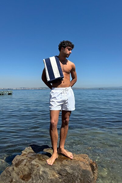 Flaw Wear White Back Pocket Detail Swim Shorts