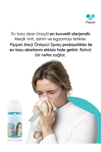 Pippet Toz Akarlarına Karşı İkili Ürün Seti Probiyotik Alerji Önleyici+ Probiyotik Yüzey Temizleyici