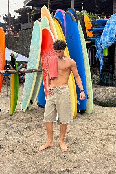 Flaw Wear Basic Light Brown Denim Shorts