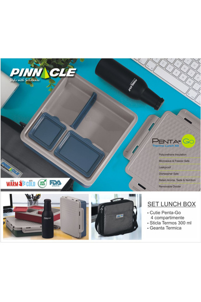 PİNNACLE Set cutie de prânz cutie alimentară, termos, geantă termică albastră