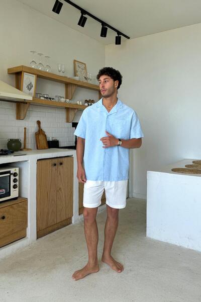 Flaw Wear White Muslin Fabric Waist Elastic Shorts