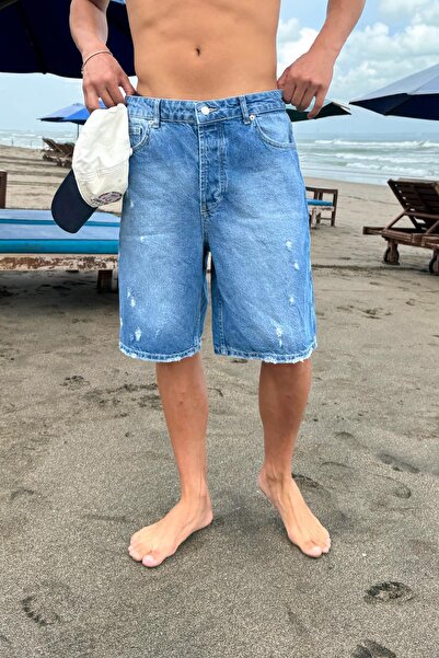 Flaw Wear Τζιν σορτς με σκισμένες λεπτομέρειες