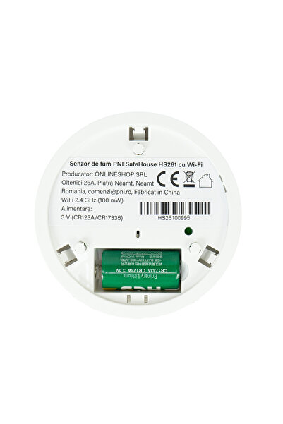 PNI Senzor de fum SafeHouse HS261 cu Wi-Fi, control prin aplicația Tuya Smart, alimentare cu baterie de 3V