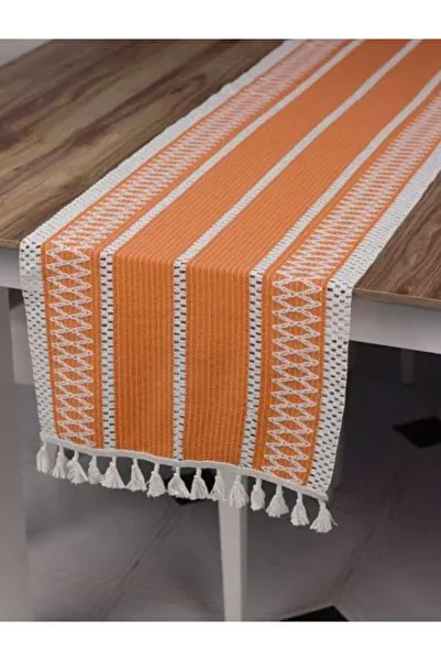 ZeynoÇeyiz Regina Knitted Runner 1 Piece 35X145 cm - Table Top Single Runner with Tassel Edge