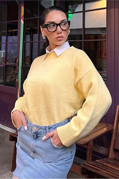 CULTURE BOUTIQUE Pulover din tricotaj pentru damă, cu guler rotund oversize