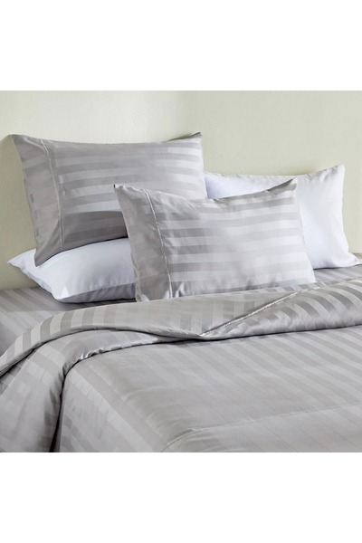 Home Centre Satin Stripe Pima Cotton Sateen 525 Thread Count 3-Piece King Duvet Cover Set - 220x230 cm