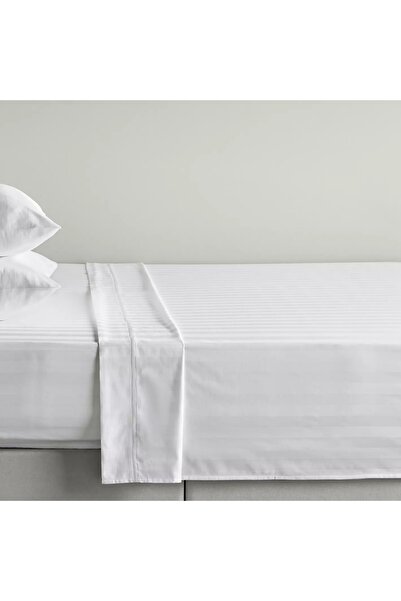 Home Centre Satin Stripe Pima Cotton Sateen 525 Thread Count Super King Flat Sheet - 260x270 cm