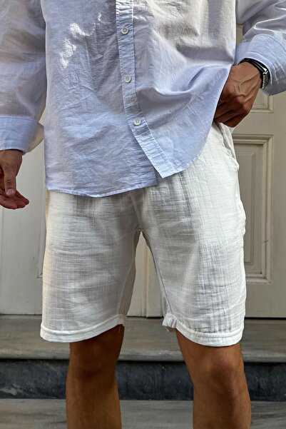 Flaw Wear White Waist Elastic Shorts