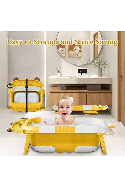 Taimi حوض استحمام قابل للطي للأطفال مع ميزان حرارة رقمي وأرجل مانعة للانزلاق،...
