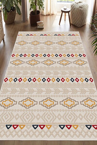 Pelura Halı Dijital Baskılı Dekoratif Kaymaz Taban Yıkanabilir Kilim Desenli ...