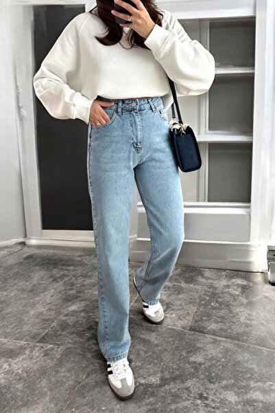 byhaziran butik Light Blue Wide Leg Palazzo Jeans