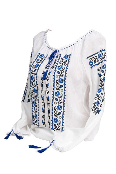 FARA Ladies' shirt, made of cotton, with a blue pattern