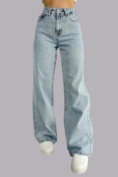 byhaziran butik Γυναικείο μπλε τζιν παντελόνι Palazzo