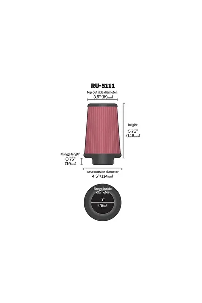 K&N Kn-Ru-5111 Universal Air Filter