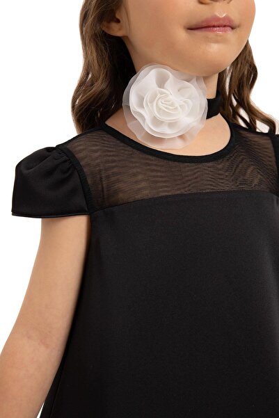 Pamina Girl's Floral Choker Dress Age 3-7 Black
