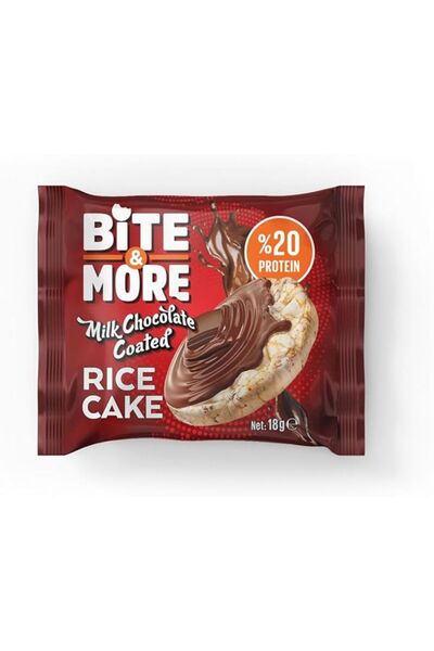 bite & more كعكة أرز بايت آند مور، شوكولاتة الحليب، قطعة واحدة، غنية بالبروتين، بدون إضافة سكر