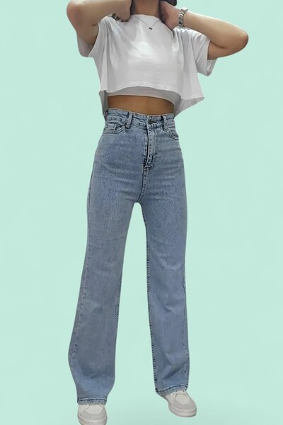 byhaziran butik Ανοιχτό μπλε τζιν με φαρδύ πόδι