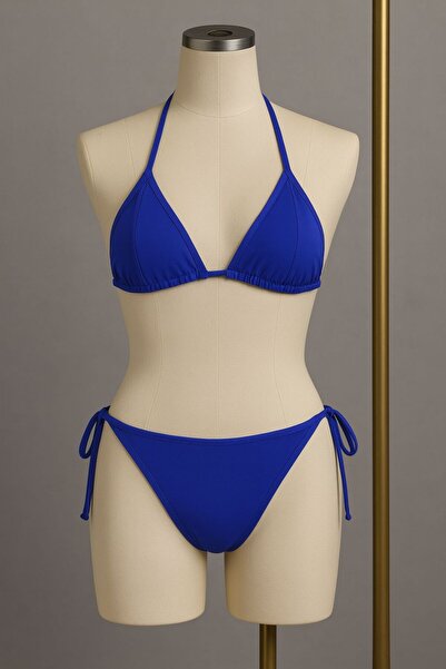 Stail Moda Kadın Leopar Desenli (Pedli)Yandan Bağlamalı Bikini Mayo Set Takımı