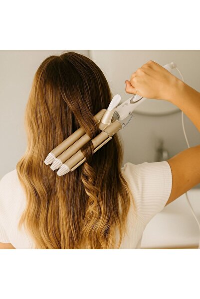 Hobibahçem My Hobby Garden ®   3-Head Electric Hair Waving Iron - Fast and Long-Lasting Beach Waves