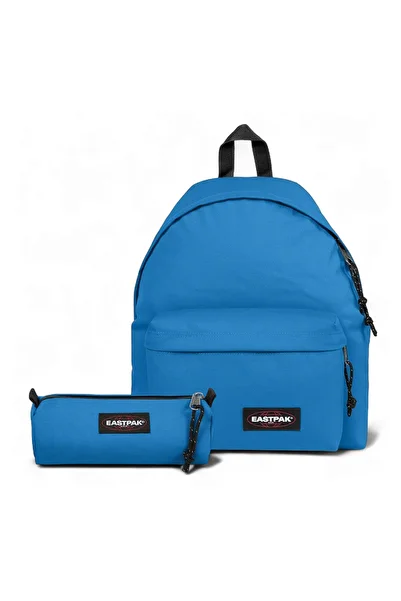 Eastpak Benchmark Single Bubble Blue Pencil Case and Padded Pak'R School Backpack Set