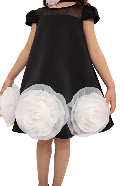 Pamina Girl's Floral Choker Dress Age 3-7 Black