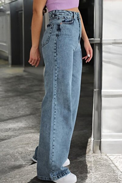 byhaziran butik Women's Blue Palazzo Jean