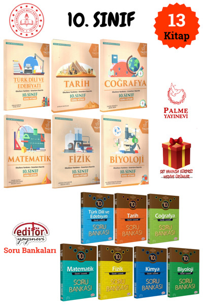 Editör Yayınevi 10.Sınıf Türk Dili Edebiyatı+Tarih+Coğrafya+Matematik+Fizik+ ...