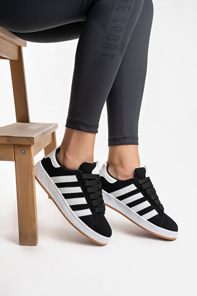 Blyss Kadın Günlük Siyah Beyaz Süet Spor Ayakkabı Sneaker