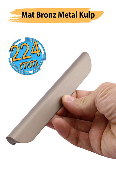 Badem10 Fırat Kulp 224 mm Bronz Renk Metal Mobilya Çekmece Mutfak Dolap Kapak...