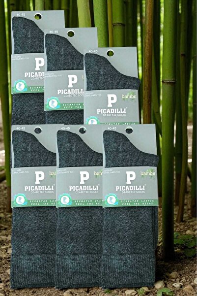 Picadilli Çorabı Şeker Hastalarına Özel Sıkmayan Lastik Özel Dokuma Kumaş 6 A...