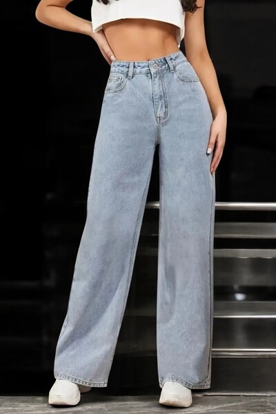 byhaziran butik Blugi cu talie înaltă Ice Blue