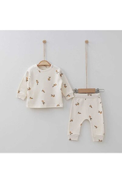 kidsense Olive Printed Ribbed Shoulder Pad Baby Set