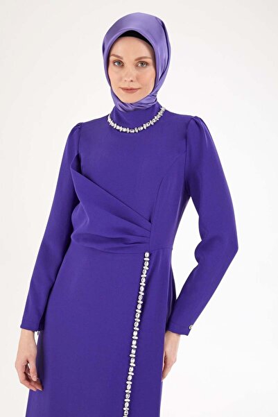 Armine 25YT912 Morcivet Kadın Boyundan ve Boydan Taş Detaylı Abiye Elbise