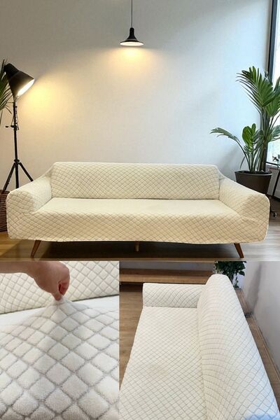 coverbox Yumuşacık Welsoft Lastikli 3 Kişilik Koltuk Örtüsü | Kaymaz, Esnek ve Yıkanabilir Koltuk Kılıfı