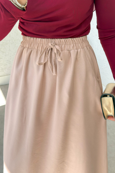 Salih Çelebi Umay Skirt with Pockets 2383 - Mink