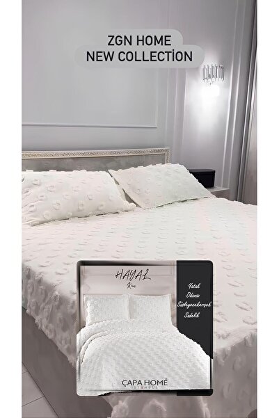Çapa Home مفرش سرير مزدوج من هايال شينيل كريم