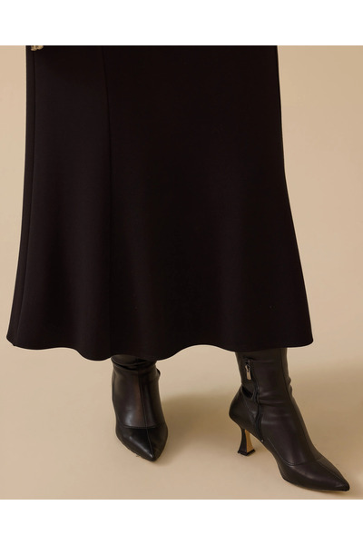 Gala-Xi Plus Size Midi Skirt with Waist Piping Detail