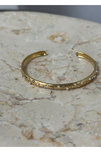 KİLİGİSTANBUL ÇELİK İNCE İNCİLİ BİLEZİK (0,50 CM KALINLIK)