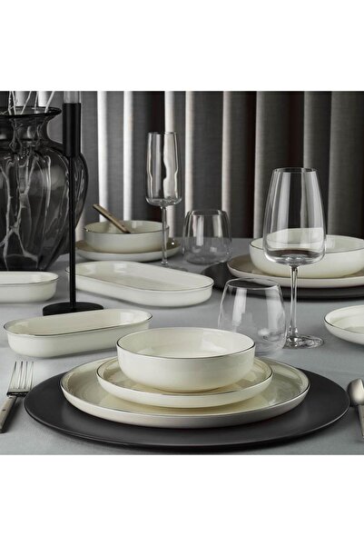 Kütahya Porselen KÜTAHYA PORSELEN BONE MODERNA 26 PARÇA YEMEK TAKIMI PLATİN