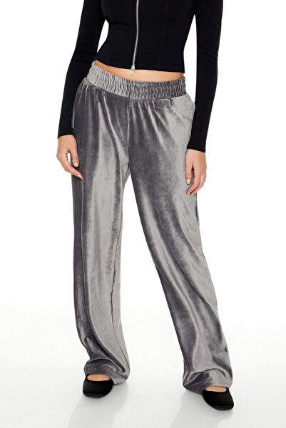 Forever 21 Kadife High-Rise Wide-Leg Pantolon