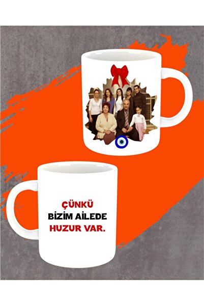 Genel Markalar Çünkü Bizim Ailede Huzur Var Yazılı Yaprak Dökümü Temalı Beyaz...