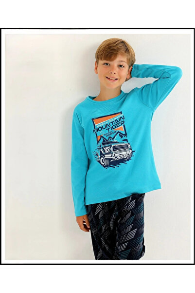 QUEEN KİDS طقم بيجامة كوين كيدز للأولاد 93193 نمر أزرق