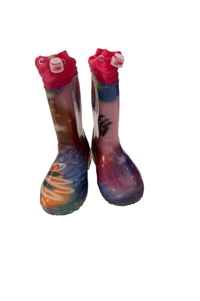 Tuc Tuc Girl's Lighted Rain Boots Size 25-30 Fuchsia
