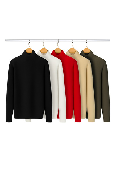 ribac Πακέτο με 5 γυναικεία βασικά πουλόβερ με ολόκληρο ζιβάγκο